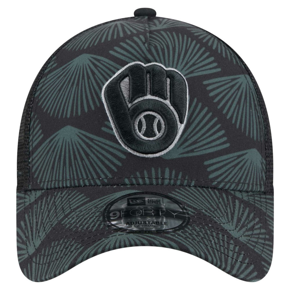 Milwaukee Brewers New Era 9FORTY A-Frame Trucker Adjustable Hat - Black Hats