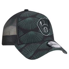 Milwaukee Brewers New Era 9FORTY A-Frame Trucker Adjustable Hat - Black Hats