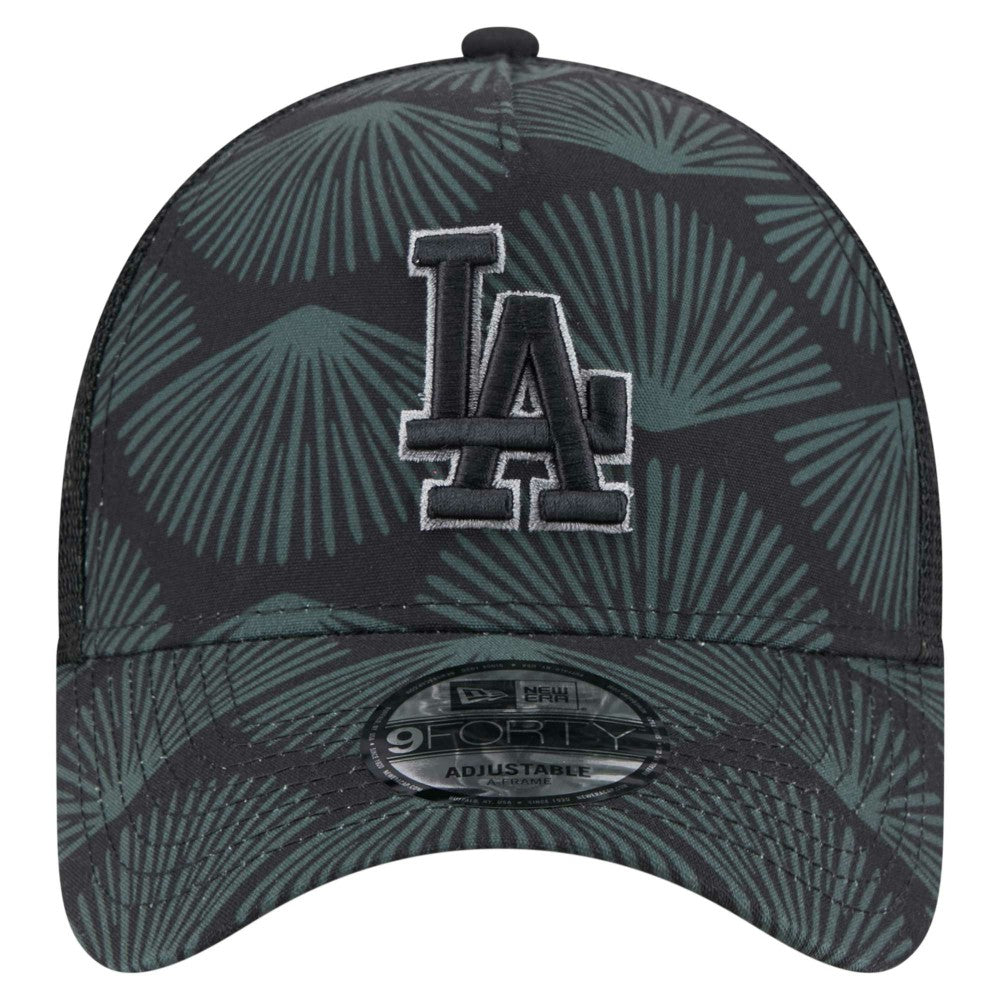 Los Angeles Dodgers New Era 9FORTY A-Frame Trucker Adjustable Hat - Black Hats