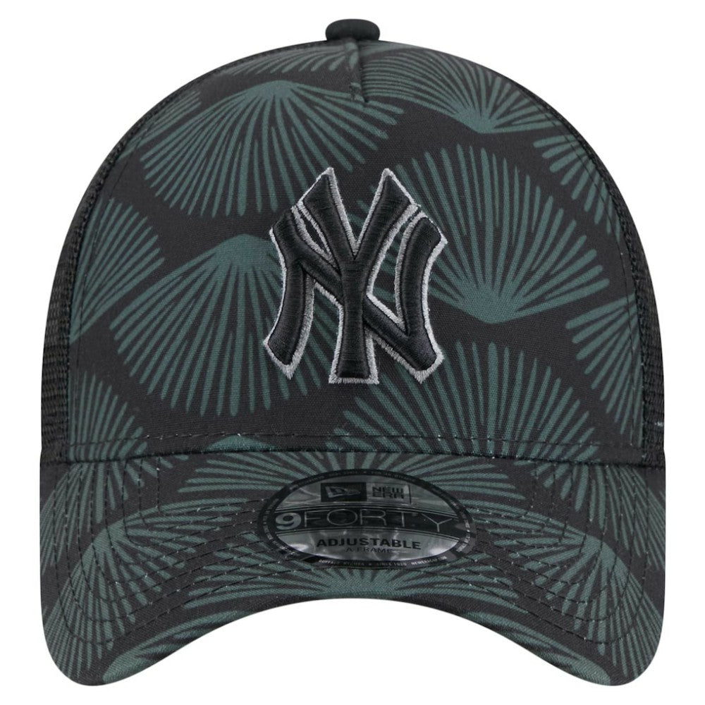 New York Yankees New Era 9FORTY A-Frame Trucker Adjustable Hat - Black Hats