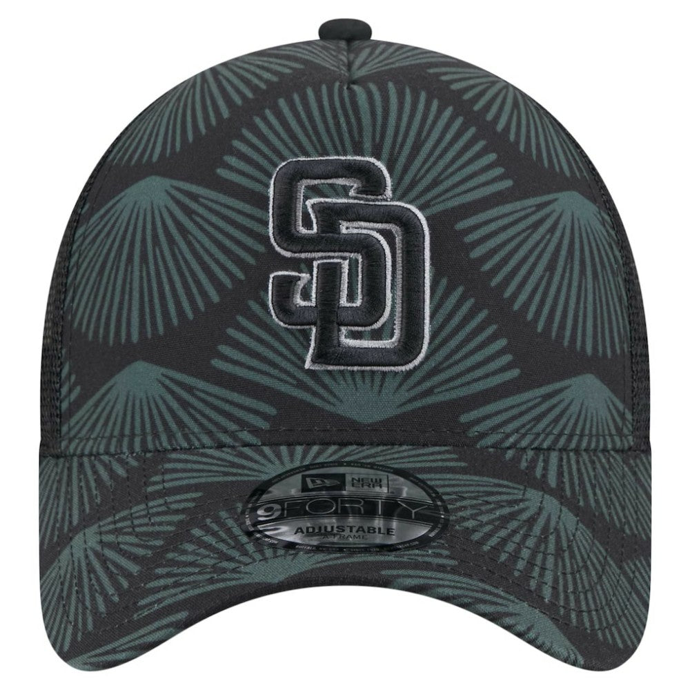 San Diego Padres New Era 9FORTY A-Frame Trucker Adjustable Hat - Black Hats