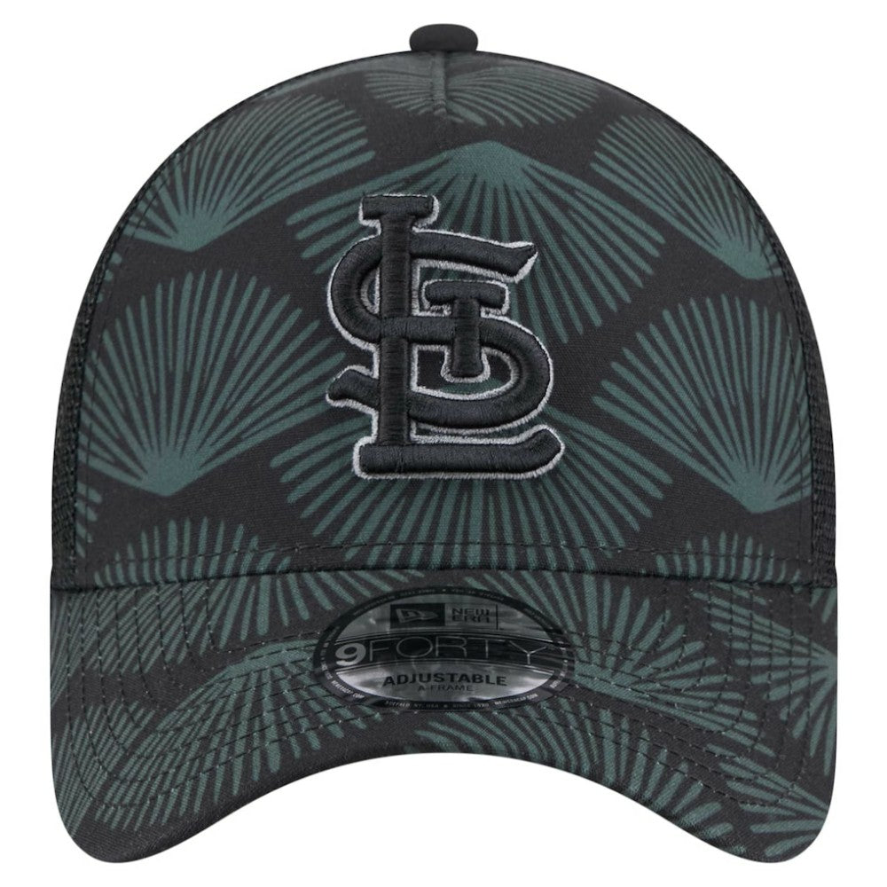 St. Louis Cardinals New Era 9FORTY A-Frame Trucker Adjustable Hat - Black Hats