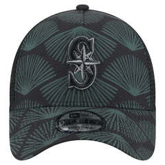 Seattle Mariners New Era 9FORTY A-Frame Trucker Adjustable Hat - Black Hats