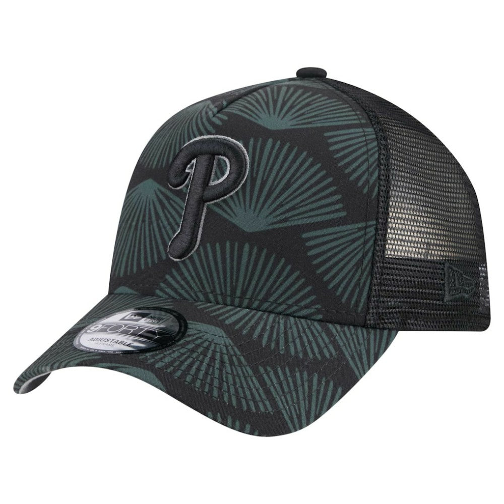 Philadelphia Phillies New Era 9FORTY A-Frame Trucker Adjustable Hat - Black Hats