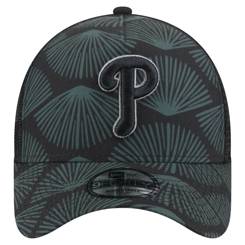 Philadelphia Phillies New Era 9FORTY A-Frame Trucker Adjustable Hat - Black Hats