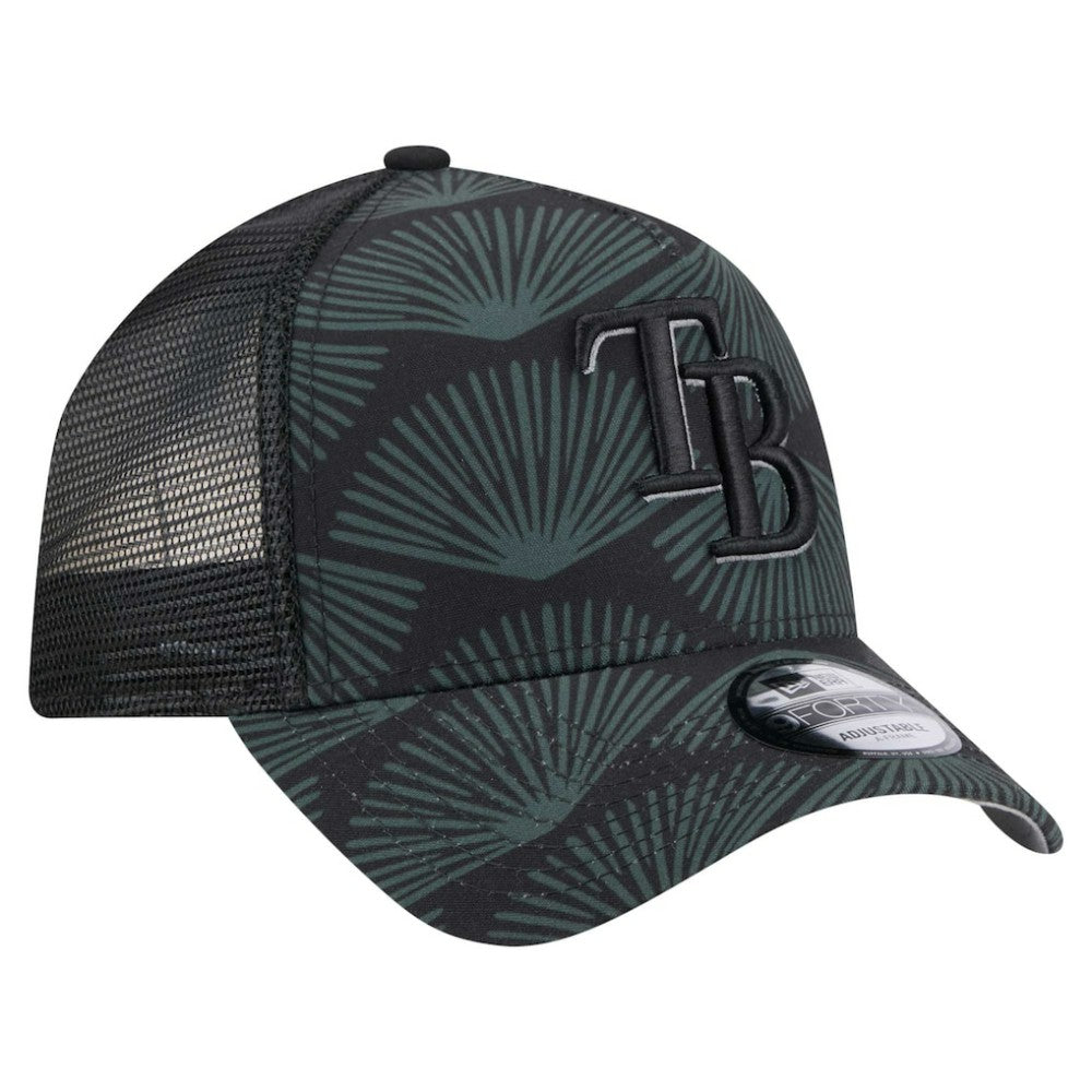 Tampa Bay Rays New Era 9FORTY A-Frame Trucker Adjustable Hat - Black Hats