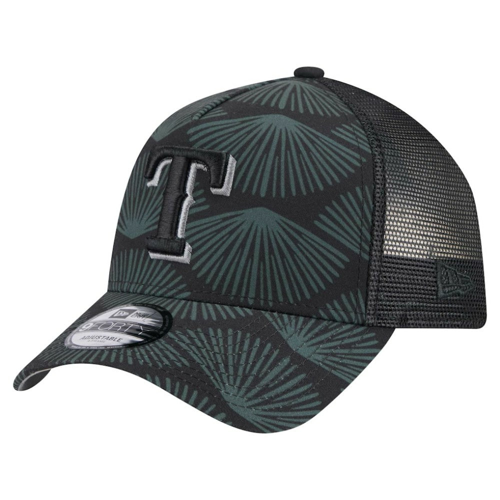 Texas Rangers New Era 9FORTY A-Frame Trucker Adjustable Hat - Black Hats