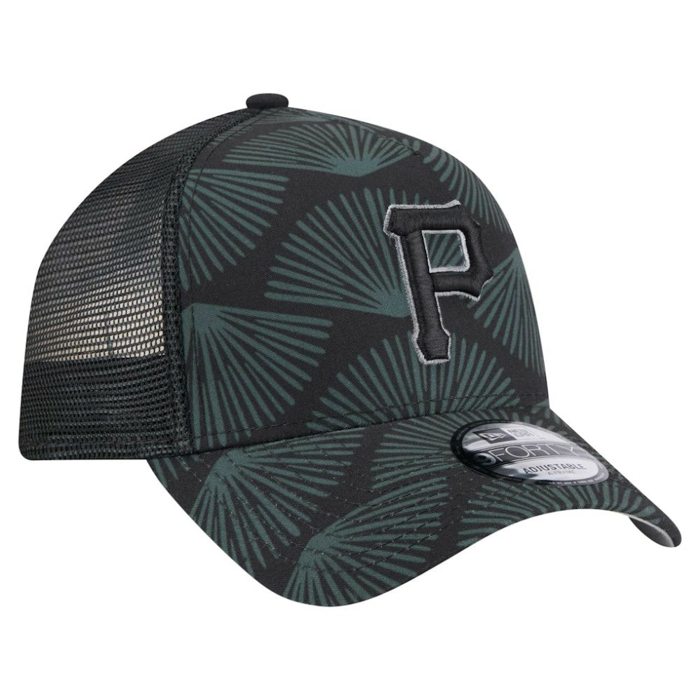 Pittsburgh Pirates New Era 9FORTY A-Frame Trucker Adjustable Hat - Black Hats