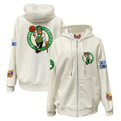Boston Celtics Jeff Hamilton Vegan Leather Full-Zip Hoodie White