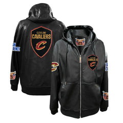 Cleveland Cavaliers Jeff Hamilton Vegan Leather Full-Zip Hoodie Black