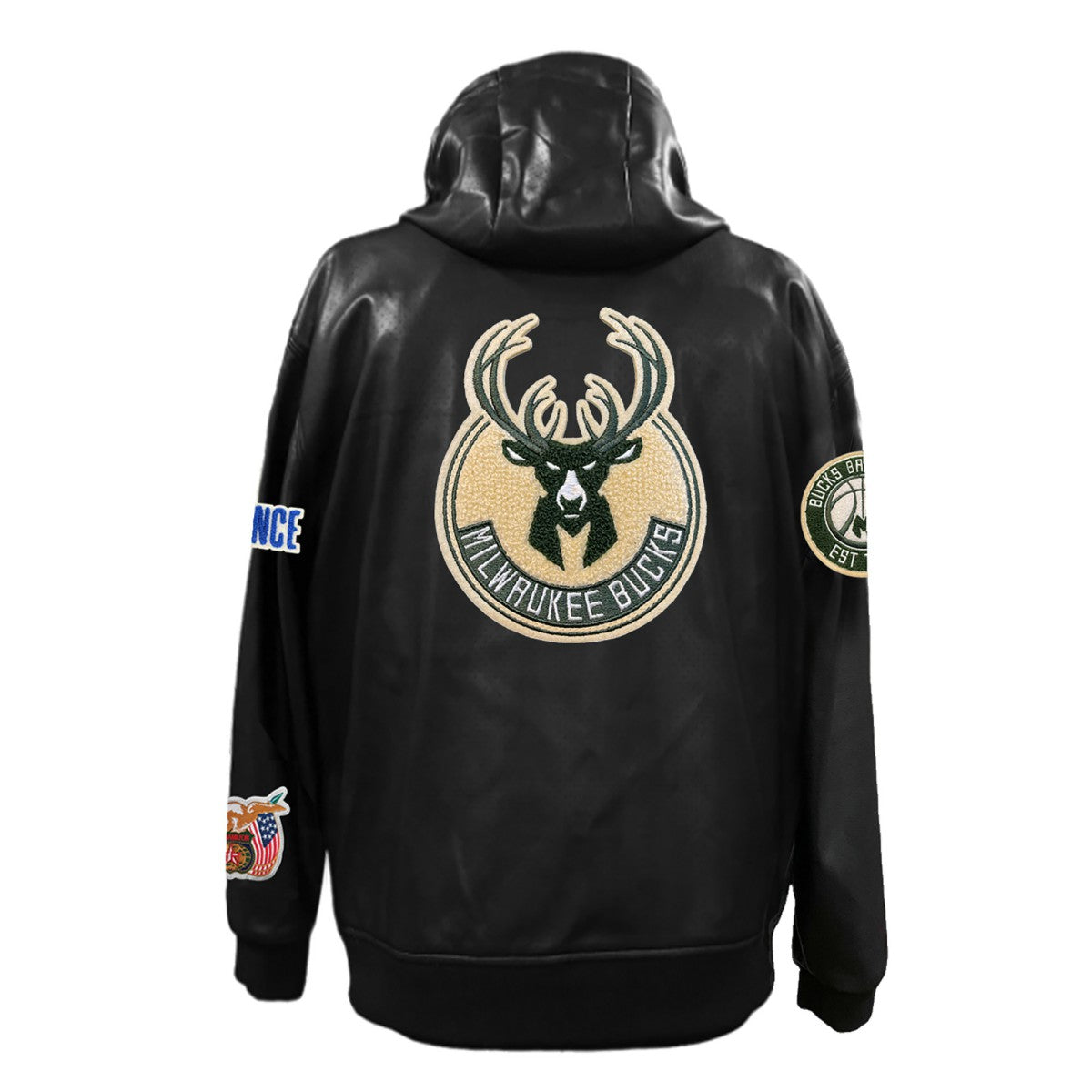 Milwaukee Bucks Jeff Hamilton Vegan Leather Full-Zip Hoodie Black