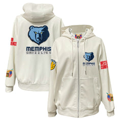Memphis Grizzlies Jeff Hamilton Vegan Leather Full-Zip Hoodie White