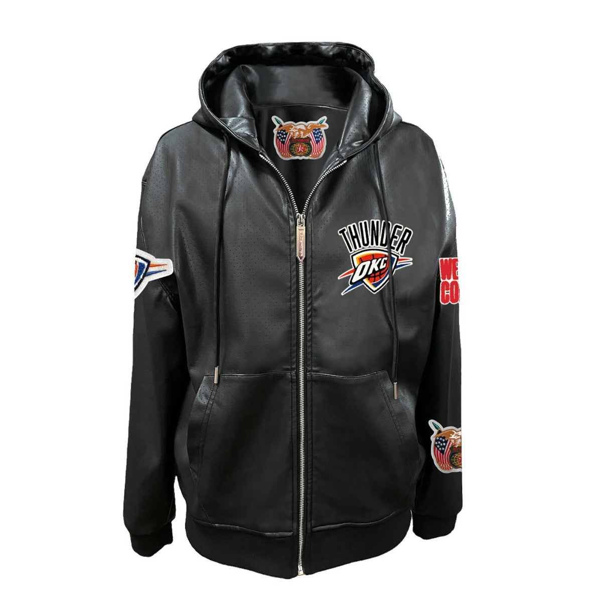 Oklahoma City Thunder Jeff Hamilton Vegan Leather Full-Zip Hoodie Black
