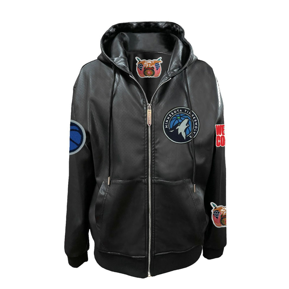 Minnesota Timberwolves Jeff Hamilton Vegan Leather Full-Zip Hoodie Black