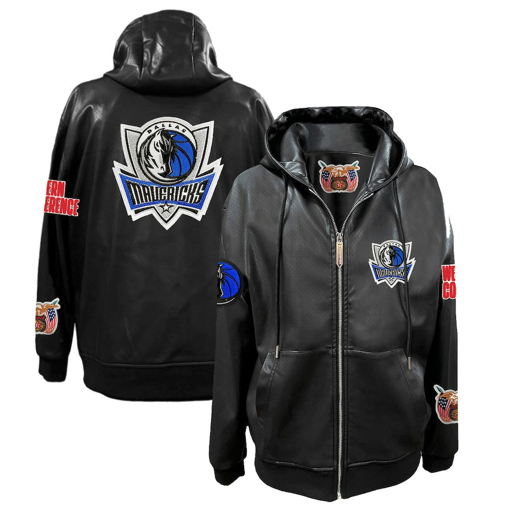 Dallas Mavericks Jeff Hamilton Vegan Leather Full-Zip Hoodie Black