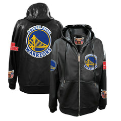 Golden State Warriors Jeff Hamilton Vegan Leather Full-Zip Hoodie Black