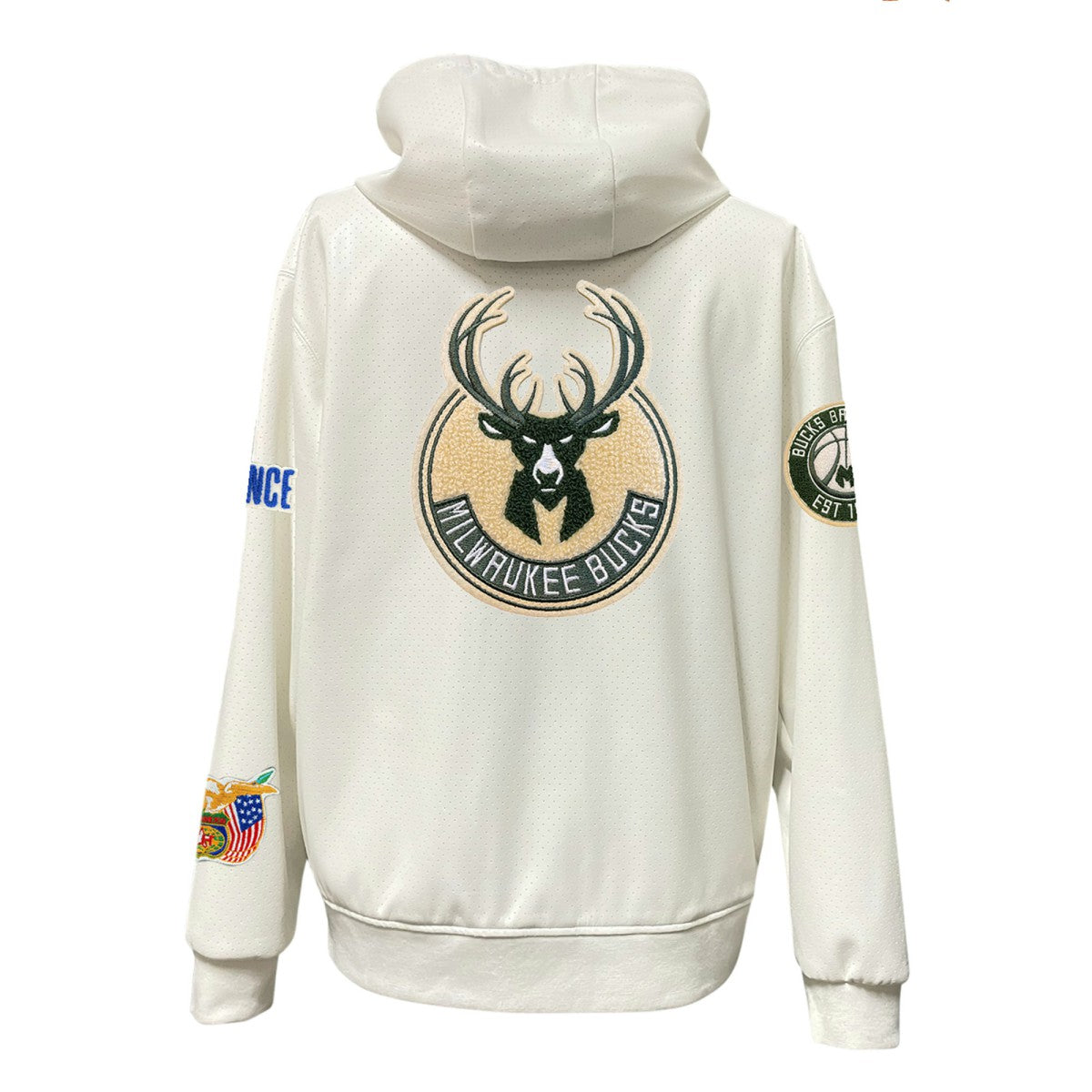 Milwaukee Bucks Jeff Hamilton Vegan Leather Full-Zip Hoodie White