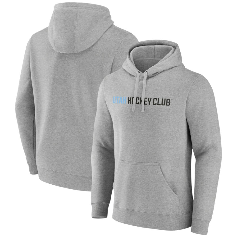 NHL Utah Mammoth Fanatics Wordmark Logo Fleece Pullover Hoodie - Heather Gray