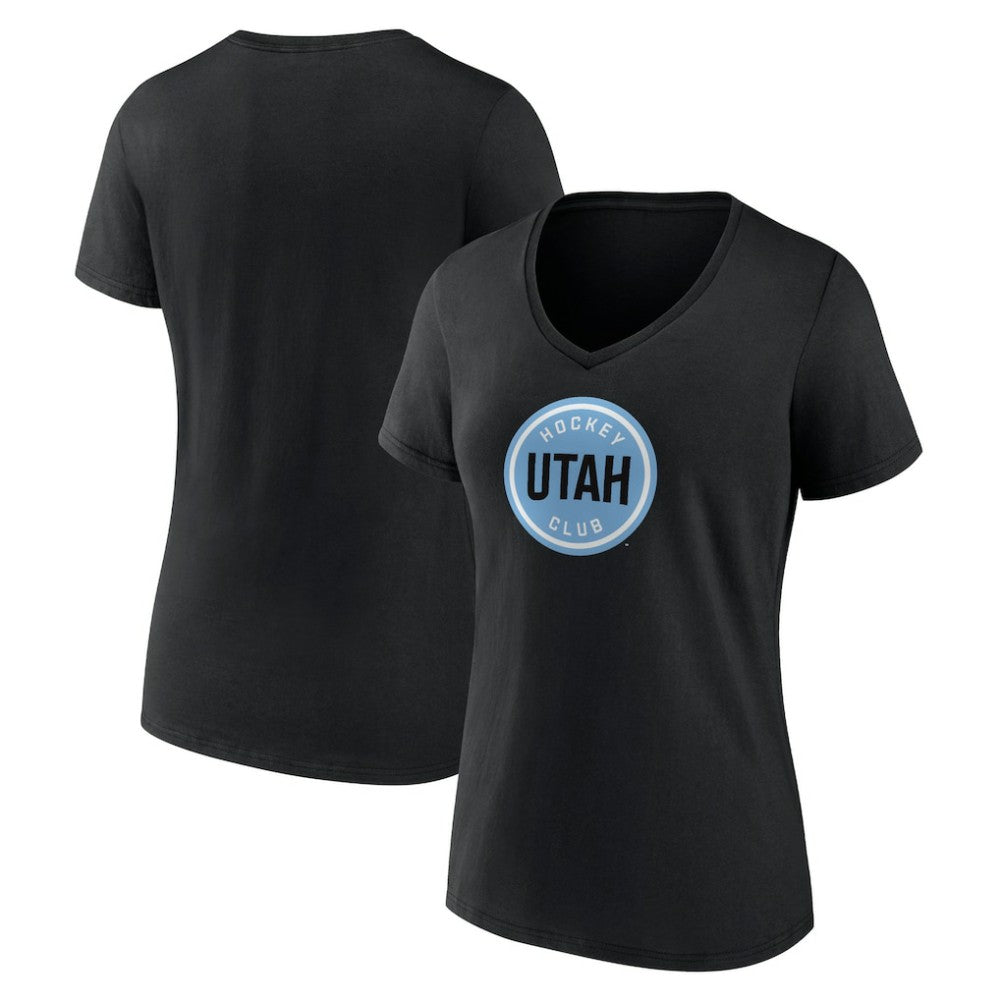 NHL Utah Mammoth Fanatics Women's Draft Logo V-Neck T-Shirt - Black