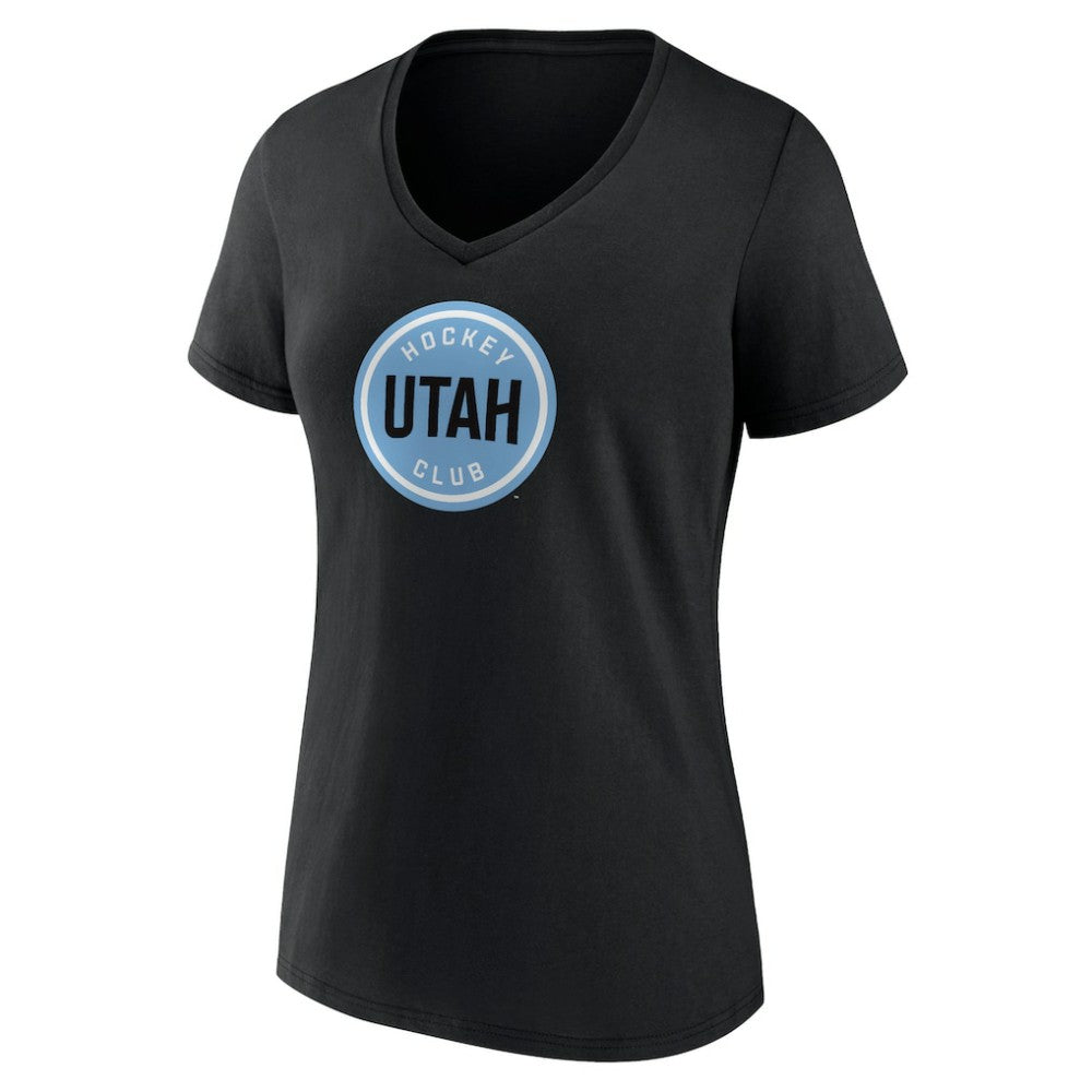 NHL Utah Mammoth Fanatics Women's Draft Logo V-Neck T-Shirt - Black