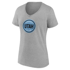 NHL Utah Mammoth Fanatics Women's Draft Logo V-Neck T-Shirt - Heather Gray