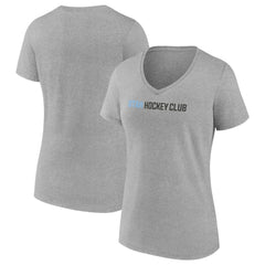 NHL Utah Mammoth Fanatics Women's Wordmark Logo V-Neck T-Shirt - Heather Gray