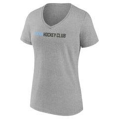 NHL Utah Mammoth Fanatics Women's Wordmark Logo V-Neck T-Shirt - Heather Gray