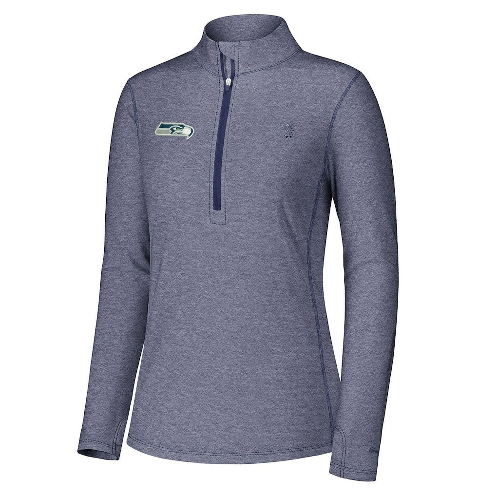 Seattle Seahawks Women's Sport Playa Vista IslandZone Quarter-Zip Jacket Navy