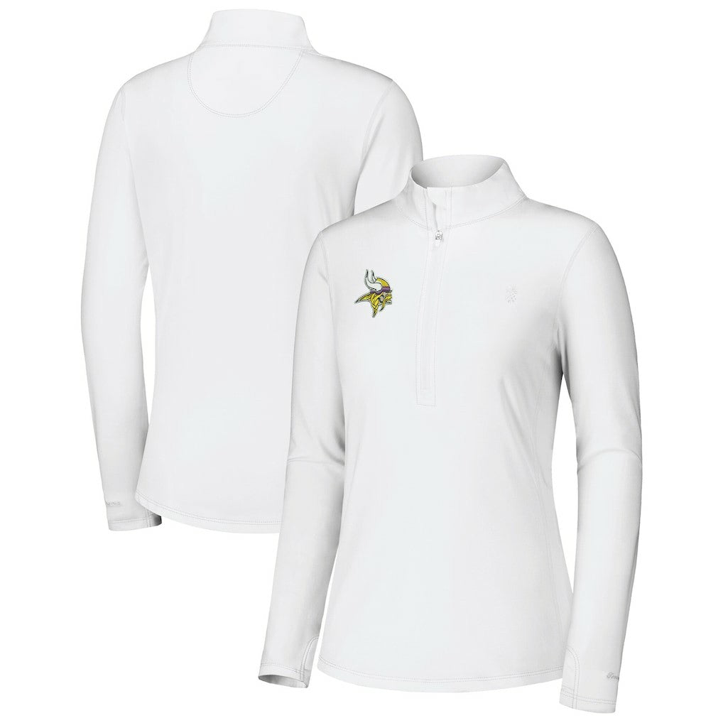 Minnesota Vikings Women's Sport Playa Vista IslandZone Quarter-Zip Jacket White