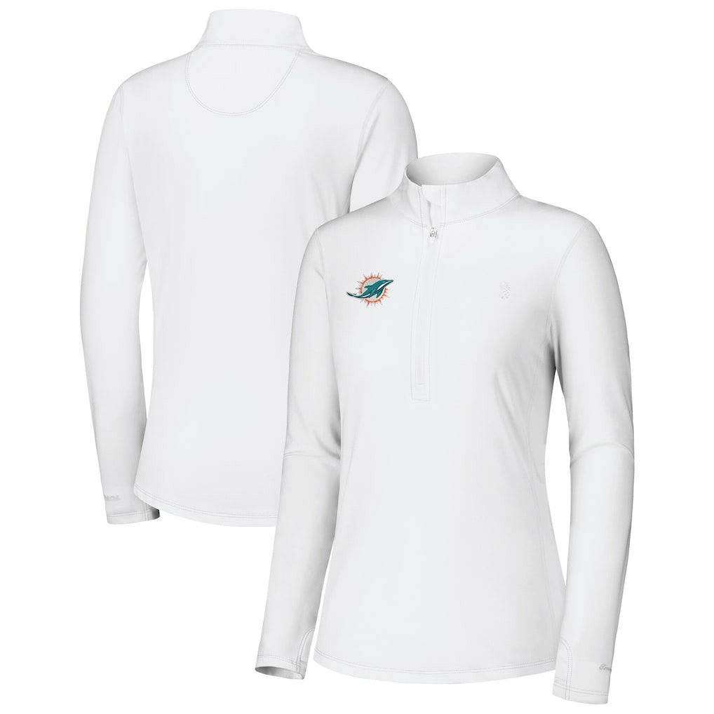 Miami Dolphins Women's Sport Playa Vista IslandZone Quarter-Zip Jacket White