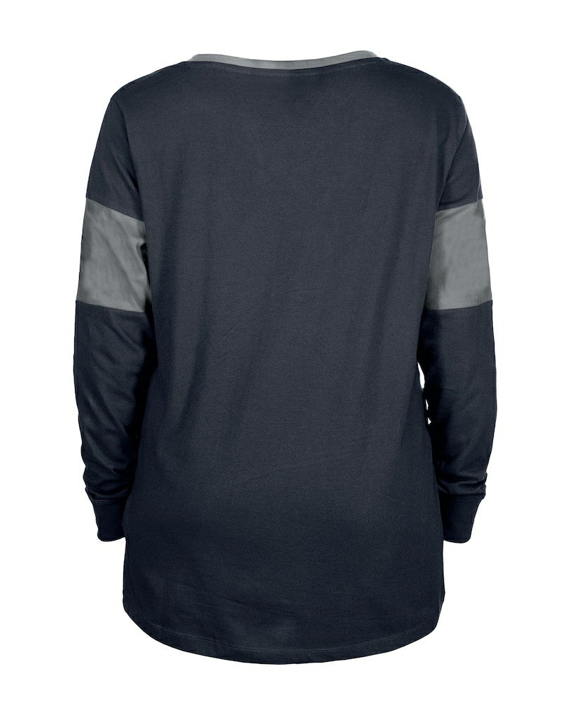 Dallas Cowboys New Era Women's Lace-Up Notch-Neck Long Sleeve T-Shirt Navy