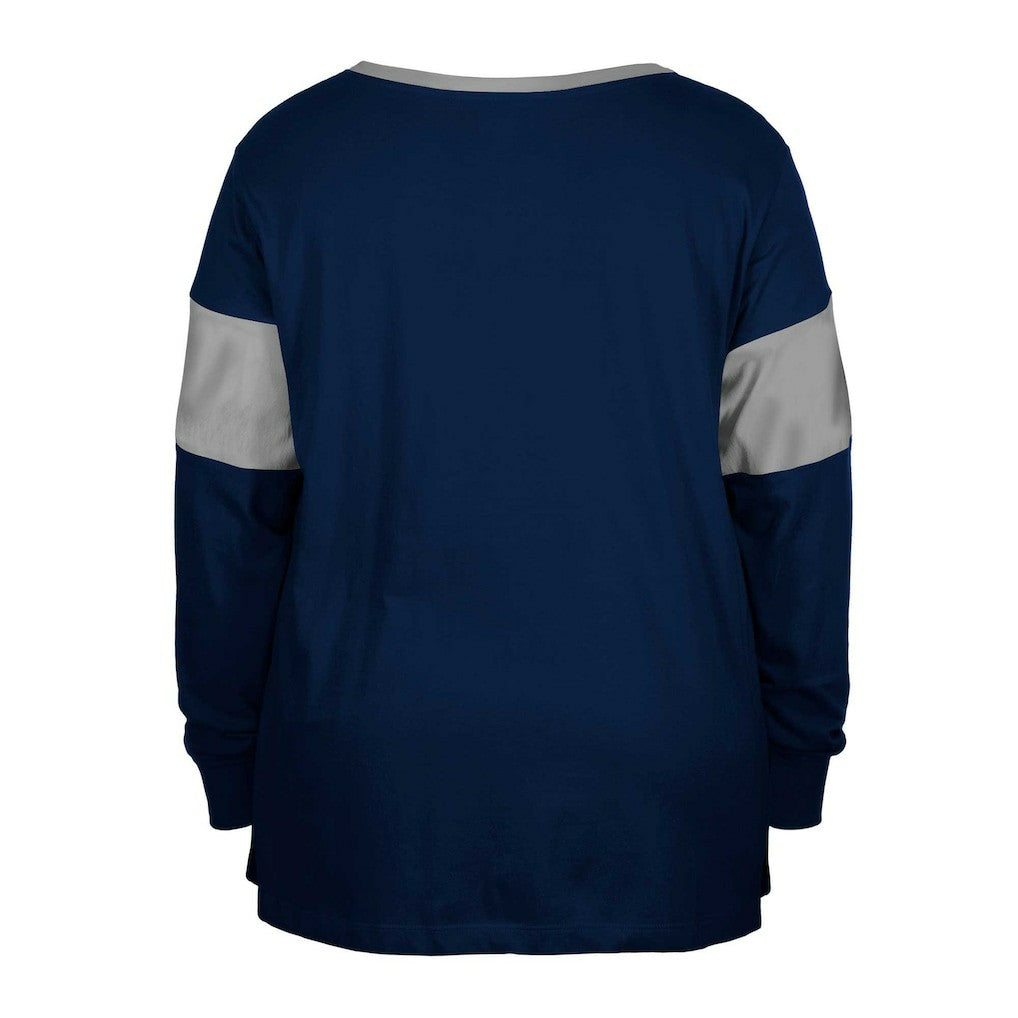 Dallas Cowboys New Era Women's Plus Size Lace-Up Notch Neck Long Sleeve T-Shirt  Navy