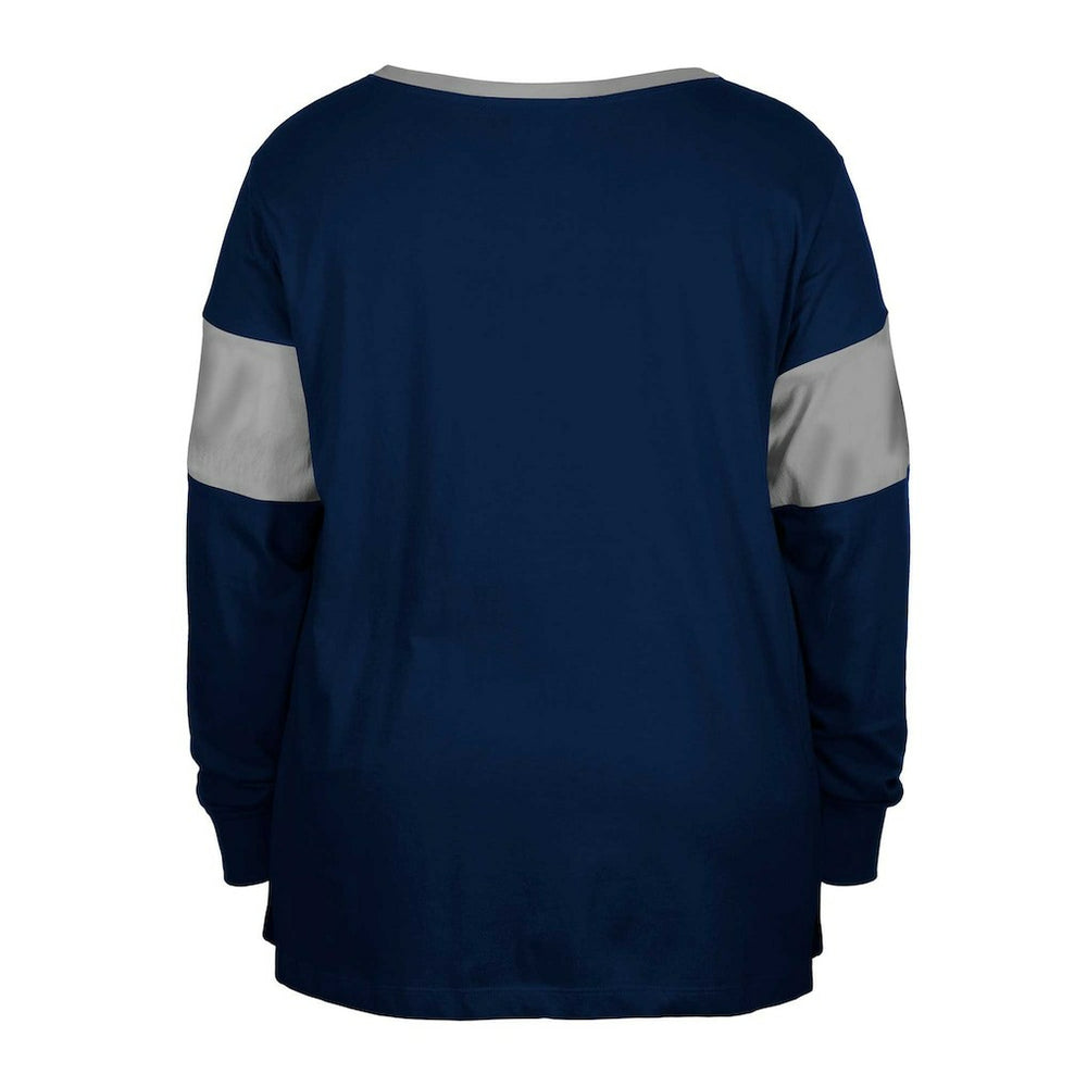 Dallas Cowboys New Era Women's Plus Size Lace-Up Notch Neck Long Sleeve T-Shirt  Navy
