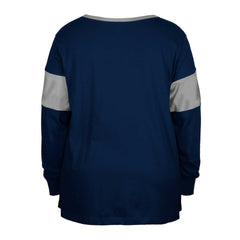 Dallas Cowboys New Era Women's Plus Size Lace-Up Notch Neck Long Sleeve T-Shirt  Navy