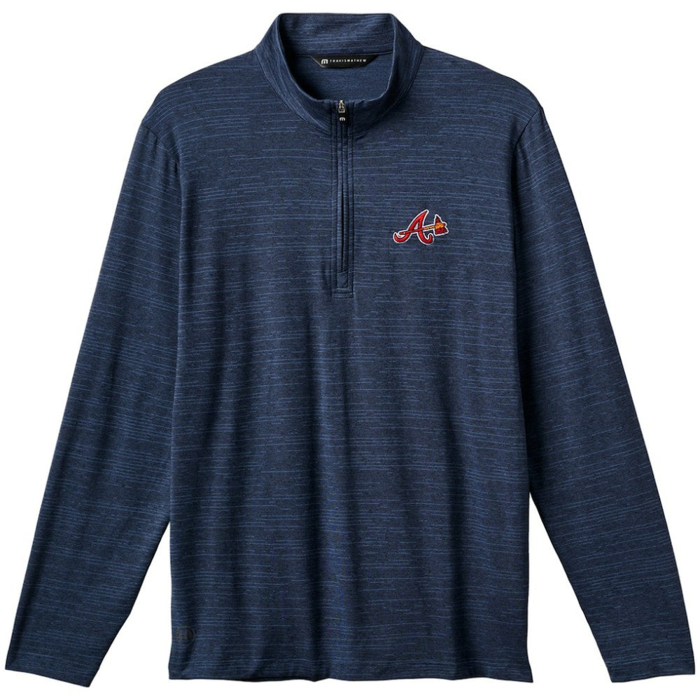 Atlanta Braves TravisMathew The Heater Quarter-Zip Pullover Top - Navy Pullover