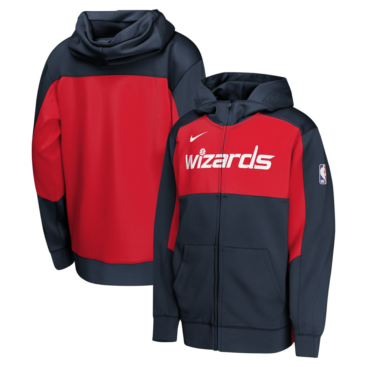Washington Wizards Youth Authentic On-Court Showtime Performance Full-Zip Hoodie Navy/Red