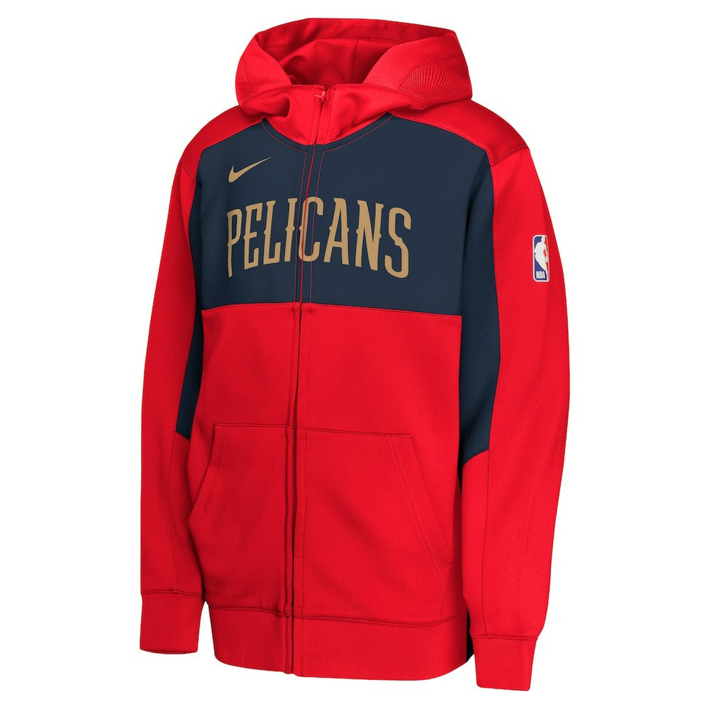 New Orleans Pelicans Youth Authentic On-Court Showtime Performance Full-Zip Hoodie Red/Navy