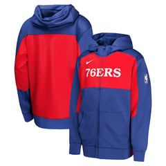 Philadelphia 76ers Youth Authentic On-Court Showtime Performance Full-Zip Hoodie Royal/Red