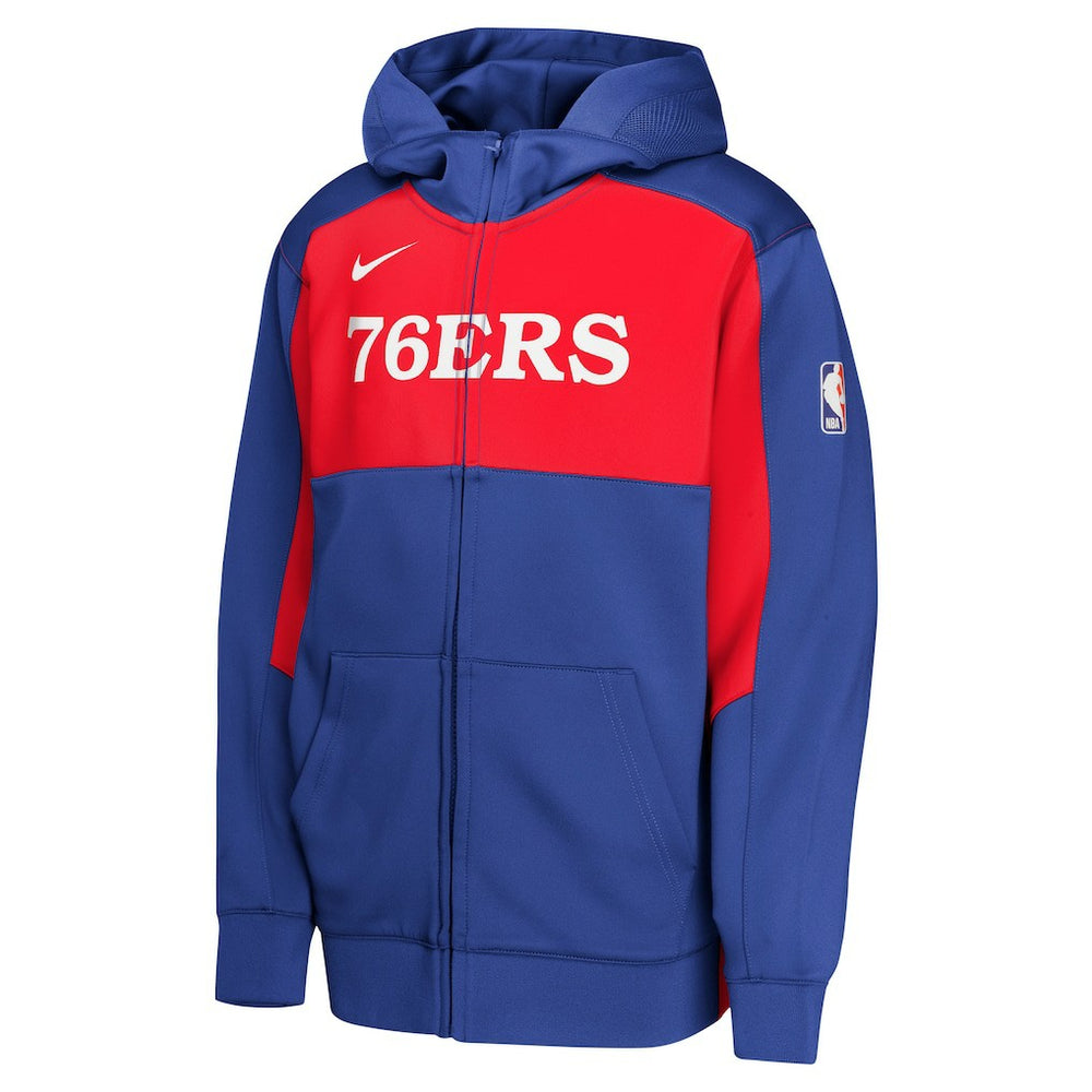 Philadelphia 76ers Youth Authentic On-Court Showtime Performance Full-Zip Hoodie Royal/Red