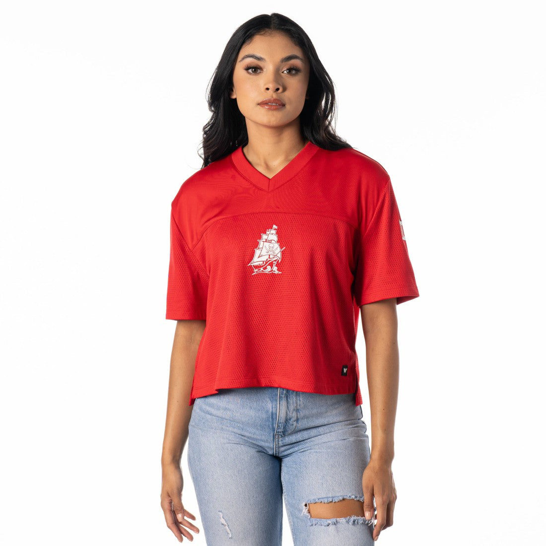 Tampa Bay Buccaneers The Wild Collective Women's Alternate V-Neck Fashion Jersey T-Shirt Red