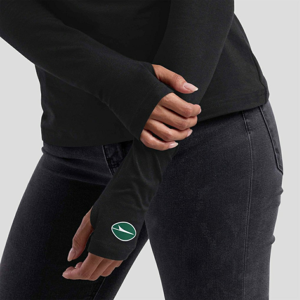 New York Jets WEAR by Erin Andrews x Gracie Hunt Women's Mesh Panel Long Sleeve T-Shirt Black
