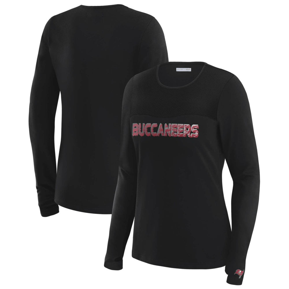 Tampa Bay Buccaneers WEAR by Erin Andrews x Gracie Hunt Women's Mesh Panel Long Sleeve T-Shirt Black