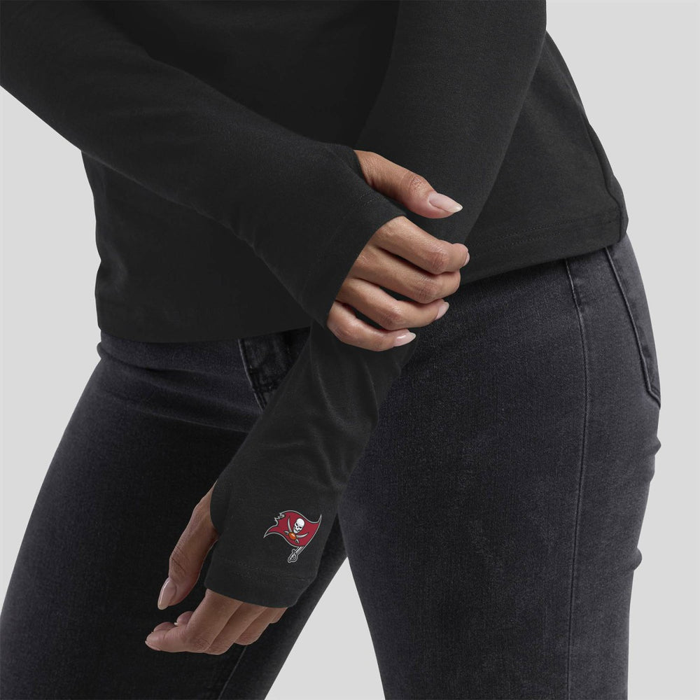 Tampa Bay Buccaneers WEAR by Erin Andrews x Gracie Hunt Women's Mesh Panel Long Sleeve T-Shirt Black