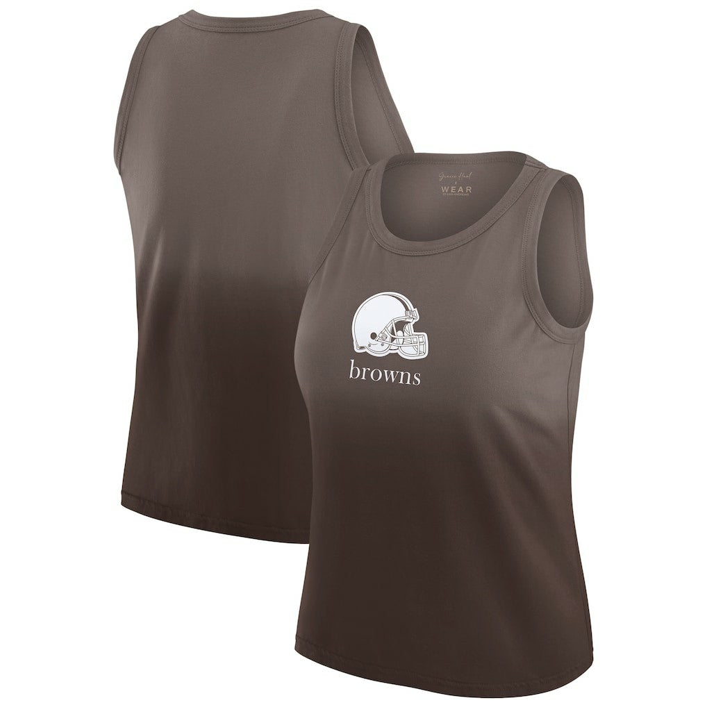 Cleveland Browns WEAR by Erin Andrews x Gracie Hunt Women's Ombre Tank Top Brown