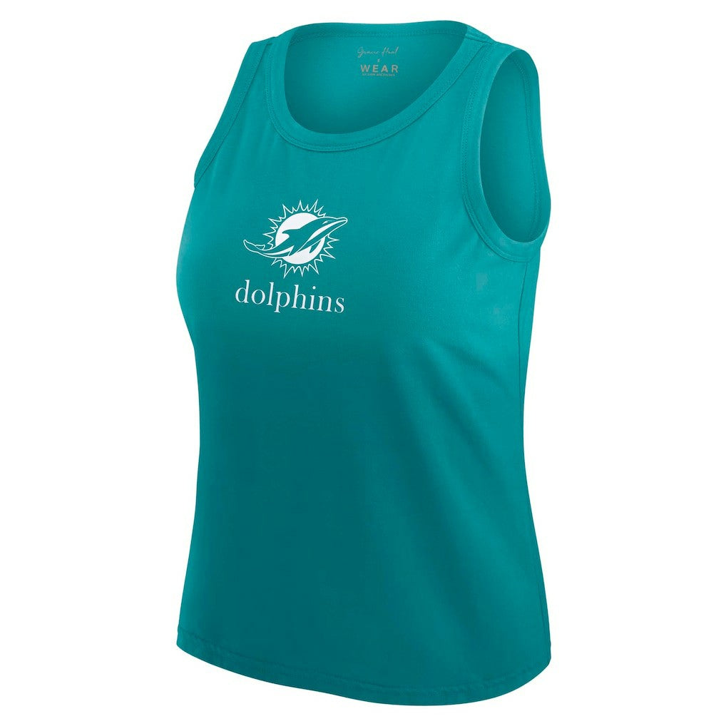 Miami Dolphins WEAR by Erin Andrews x Gracie Hunt Women's Ombre Tank Top Aqua