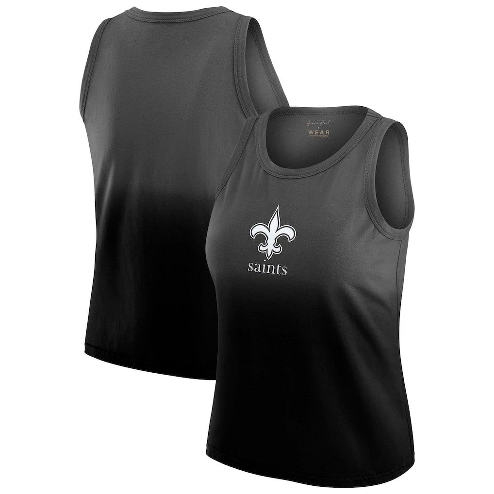 New Orleans Saints WEAR by Erin Andrews x Gracie Hunt Women's Ombre Tank Top Black