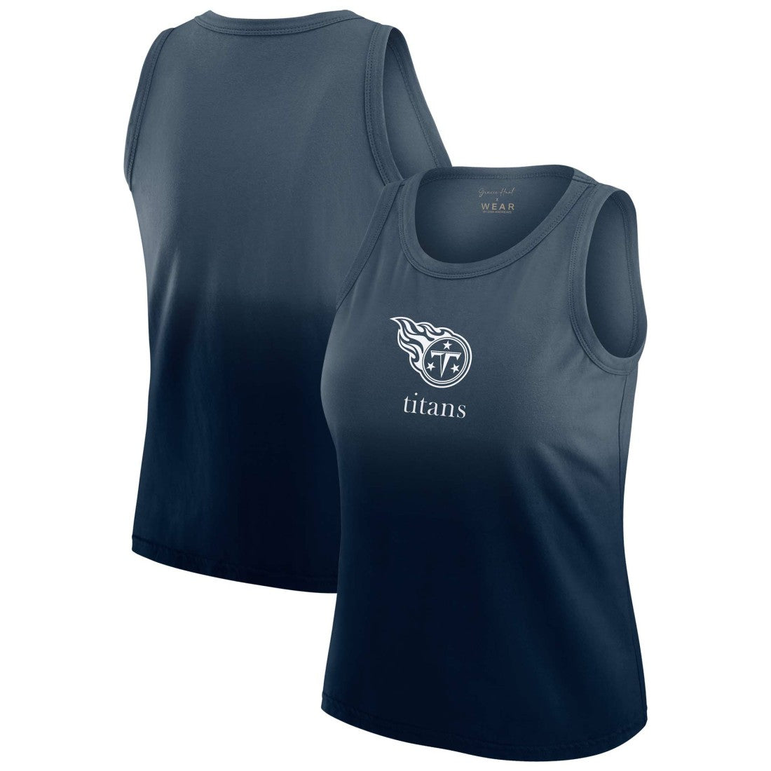 Tennessee Titans WEAR by Erin Andrews x Gracie Hunt Women's Ombre Tank Top Navy