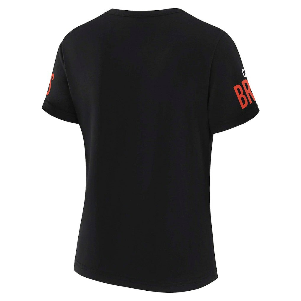 Cleveland Browns WEAR by Erin Andrews x Gracie Hunt Women's Draft Me Lace-Up T-Shirt Black