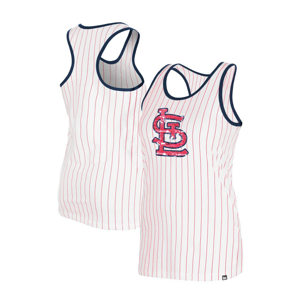 St. Louis Cardinals New Era Women's Gameday Pinstripe Tank Top - White Tanks