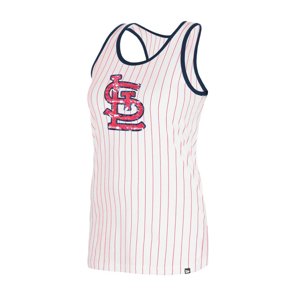 St. Louis Cardinals New Era Women's Gameday Pinstripe Tank Top - White Tanks